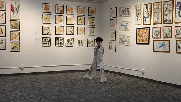 Moving through a form in the exhibition hall