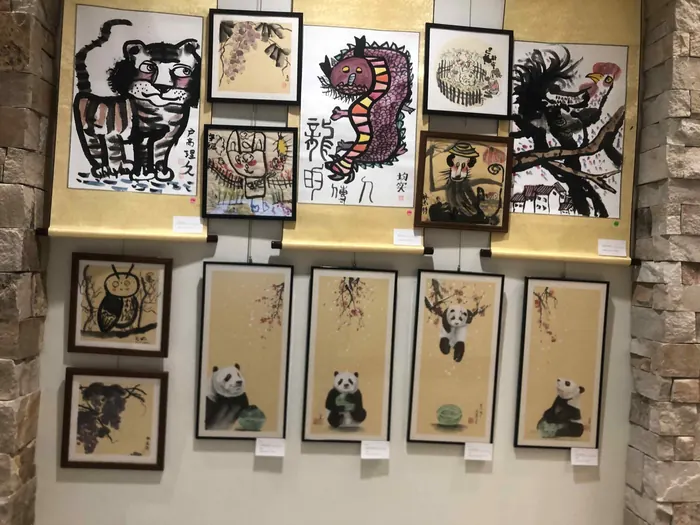Ink paintings framed for the show
