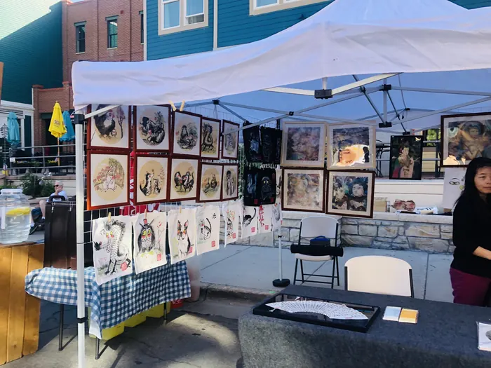 The booth seen from the street