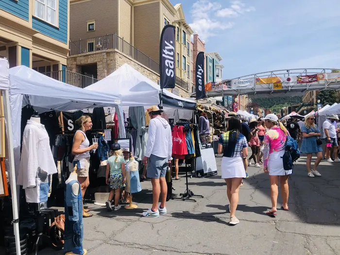 Visitors walking the market